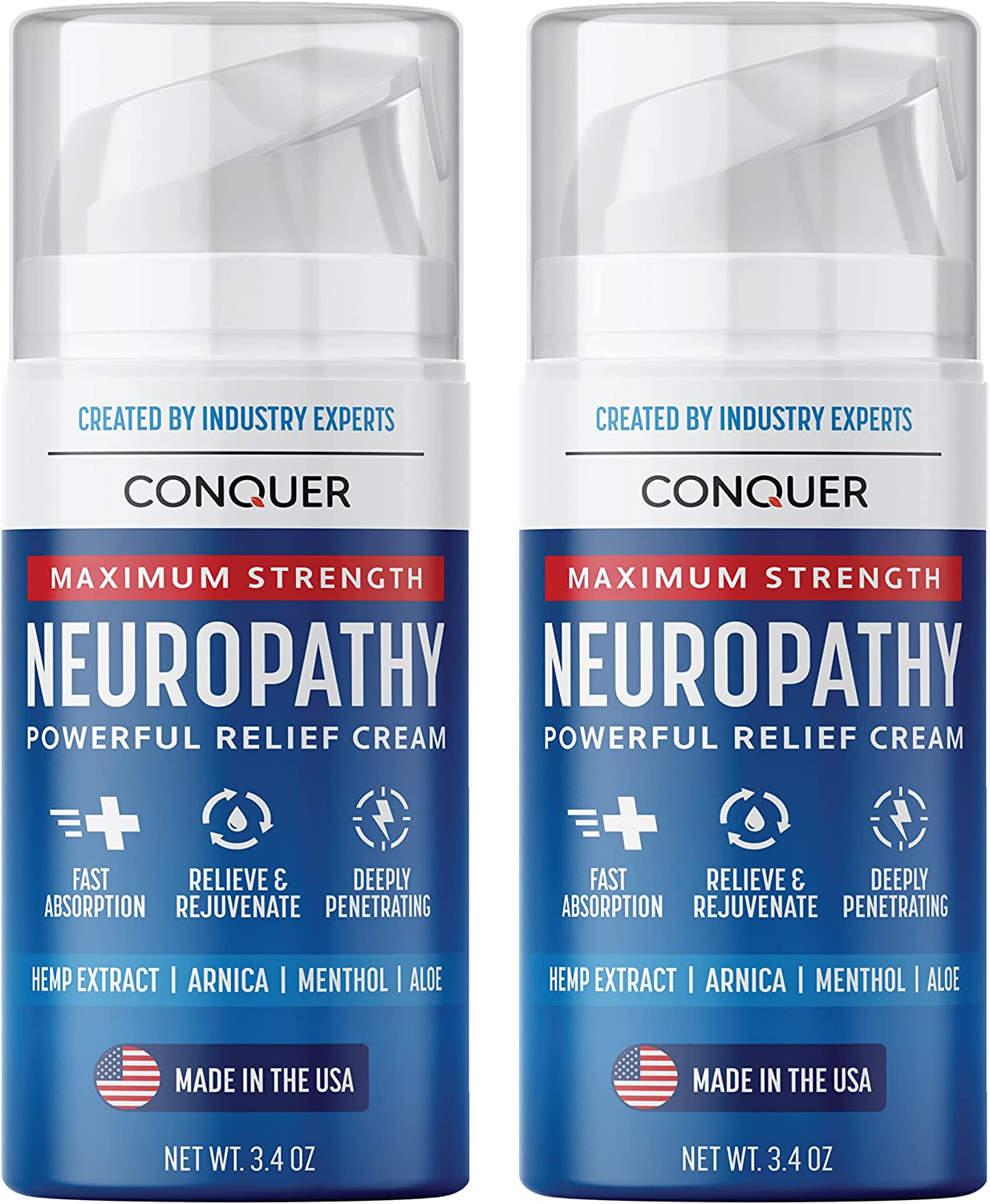 Conquer Pain - Neuropathy Pain Relief - Nerve Pain Cream 3.4 Oz